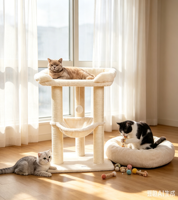 Grand Arbre à Chat Classique Écologique pour Intérieur, Jouets pour Chat en Carton, Griffoir Durable, Lit-Plateforme Doux en Carton