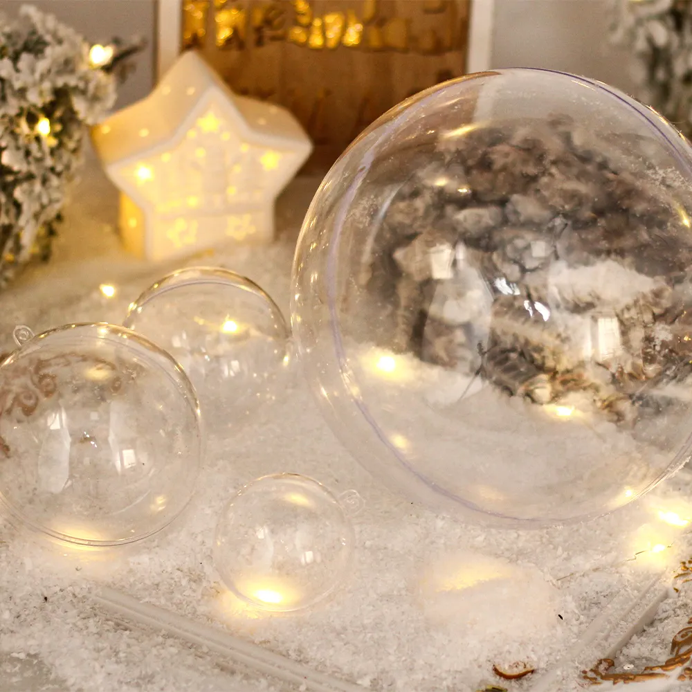 फैक्टरी थोक पारदर्शी प्लास्टिक क्रिसमस फांसी गहने गेंद स्पष्ट क्रिसमस गेंद क्रिसमस की सजावट की आपूर्ति
