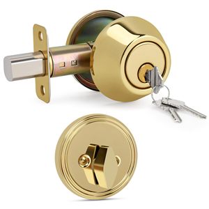 मैट ब्लैक फिनिश पॉलिश स्टेनलेस स्टील डबल डेडबोल्ट प्रवेश दरवाजा लॉक कुंजी अनलॉक उत्पाद श्रेणी ताले के साथ - Product Image 3