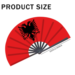 Abanicos Plegables de Bambú con la Bandera de Albania al por Mayor, Abanico de Mano para Carnaval, Boda, Festival, Fiesta, Agencia de Viajes - Product Image 2