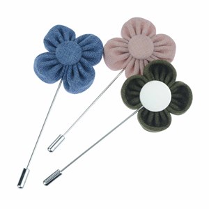 Broche de Flor de <span class=keywords><strong>4</strong></span> Pétalas com Textura de Linho para Atacado, Alfinete de Lapela Rústico para Terno Masculino, Ideal para Casamentos e Ocasiões Formais e Casuais - Product Image 6