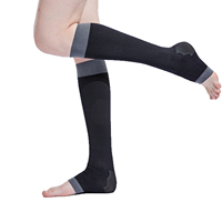 Chaussettes de compression amincissantes fantaisie pour femme, à bout ouvert, hauteur genou, pour massage des jambes, chaussettes de sport de sécurité à compression haute.