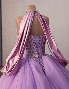 Vestido de Quinceañera Moderno y Soñador Aurtertx ZR9987, Degradado Morado, con Espalda Descubierta, Gargantilla de Perlas, para Fiesta de Quince Años - Product Image 6