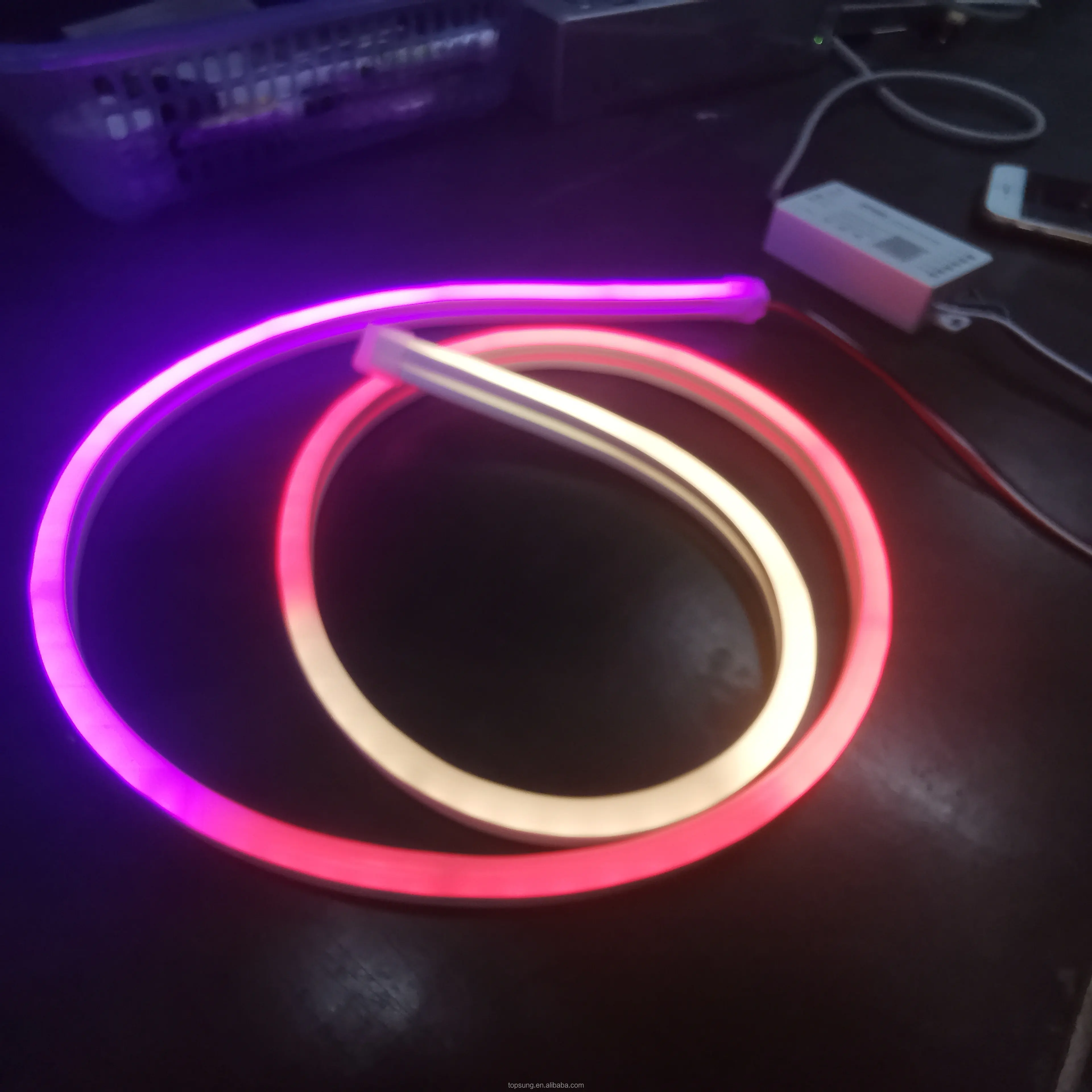 Lampu neon warna impian 12v 24v 6x12mm piksel RGB IC neon fleksibel panjang kustom kontrol aplikasi wifi