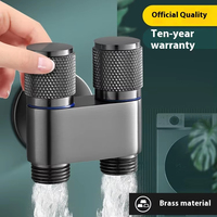 Robinet de distribution d'eau en laiton à trois voies, un entrée deux sorties, avec double sortie, robinet triangulaire pour salle de bain