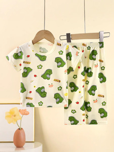 Ensemble de <span class=keywords><strong>pyjama</strong></span> d'été pour enfants, dessin animé mignon en coton à manches courtes, t-shirt d'été pour bébé garçon, vêtements de maison, <span class=keywords><strong>pyjama</strong></span> pour filles, vente en gros - Product Image 6