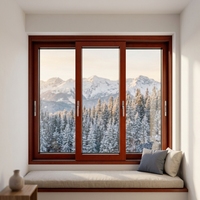 Fenêtres coulissantes horizontales en bois et aluminium de qualité arctique, écran pliant, design européen, écoénergétique, pour extérieur d'hôtel