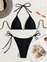 Traje de baño para mujer, pareo de chifón con estampado y cuello en V, para playa