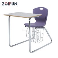 Chaise d'écriture ergonomique en plastique rigide personnalisée ZOIFUN pour salle de classe, réunion et formation
