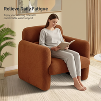 Fauteuil de Salon Moderne en Tissu Effet Laine d'Agneau Sherpa Rembourré, Petit Canapé Individuel d'Appoint avec Accoudoirs et Assise Moelleuse pour Salon et Maison