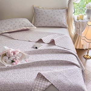 Nouvelle collection : Parure de <span class=keywords><strong>lit</strong></span> trois pièces en coton <span class=keywords><strong>matelassé</strong></span>, style coréen, motif floral frais, personnalisable, toutes saisons, avec taie d'oreiller en dentelle - Product Image 3