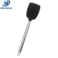 Spatule de cuisine en silicone souple de qualité alimentaire résistante à la chaleur avec logo personnalisé et manche en acier inoxydable durable