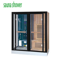 Sauna de ducha de cedro interior moderna para 2-6 personas con masaje de vapor húmedo y seco cedro rojo sobre madera maciza comodidad óptima