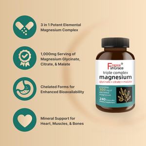 Magnésium Triple Complexe de Haute Qualité 240 Capsules avec Glycinate pour Soutenir la Santé des Muscles et des Nerfs Capsules de Magnésium Triple Complexe - Product Image 4