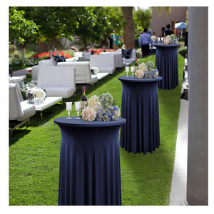 32 "x 43" Коктейльная настольная юбка из спандекса Стрейчевые волнистые драпировки облегают высокие крышки барного стола для свадебных вечеринок - Product Image 3