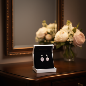 Pendientes de Corazón de Cristal Rosa Airbeau E3061 con Engaste de Garra, Joyería Romántica para Fiesta de Mujer - Product Image 2