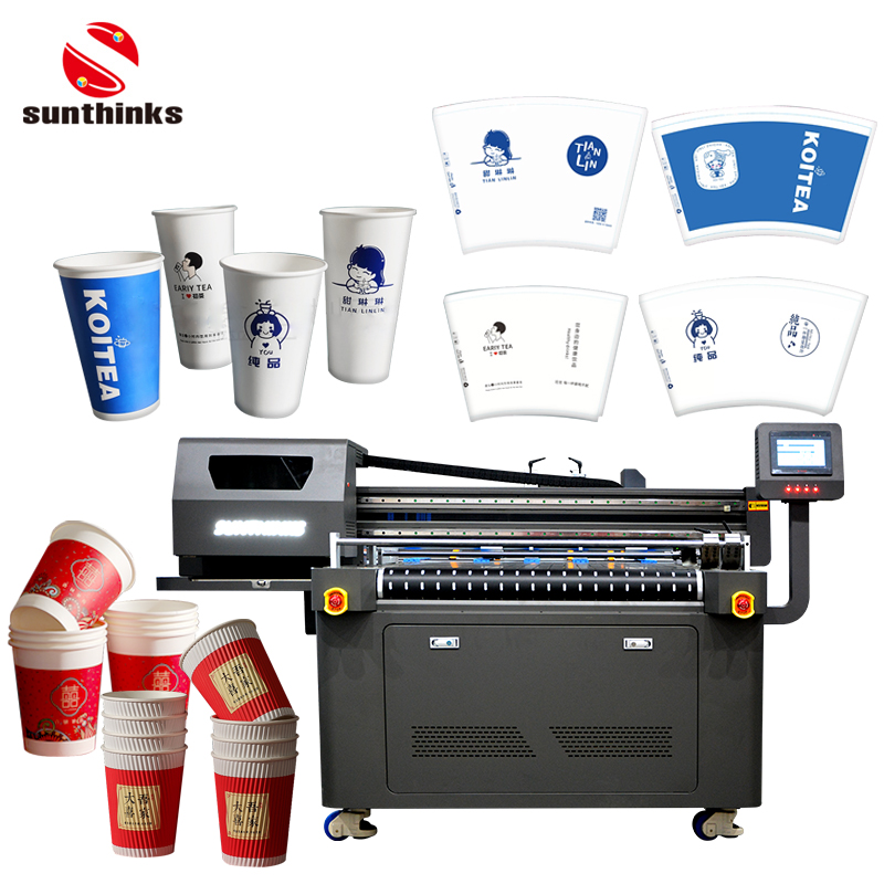 Однопроходный принтер Sunthinks для бумажных стаканчиков, принтер для гофрированных упаковочных коробок, печатная машина для картона