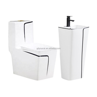Couvre-siège de salle de bain en céramique marbrée moderne inclus Ensemble de toilette