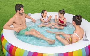 Rainbow Dreams Piscina familiar inflable redonda Juegos familiares inflables para niños Piscina de patio trasero para niños y adultos - Product Image 3