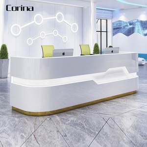 Comptoir de réception de luxe en pierre artificielle avec éclairage LED pour hôtel, salon de beauté, salon de coiffure - Product Image 4