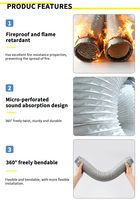 Conduite acoustique flexible 100 % sans fibre de verre, sans odeur, en mousse nano isolante pour filtre à charbon et ventilateur d'extraction