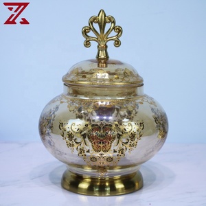 Vaso di caramella di lusso del contenitore di alimento dell'oro galvanico del piedistallo del metallo <span class=keywords><strong>con</strong></span> il <span class=keywords><strong>coperchio</strong></span> per il commercio all'ingrosso di nozze - Product Image 4