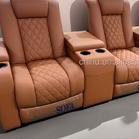 Sièges VIP électriques modernes Home Cinema Power Inclinable Ensemble de canapés de théâtre en cuir véritable avec console rabattable