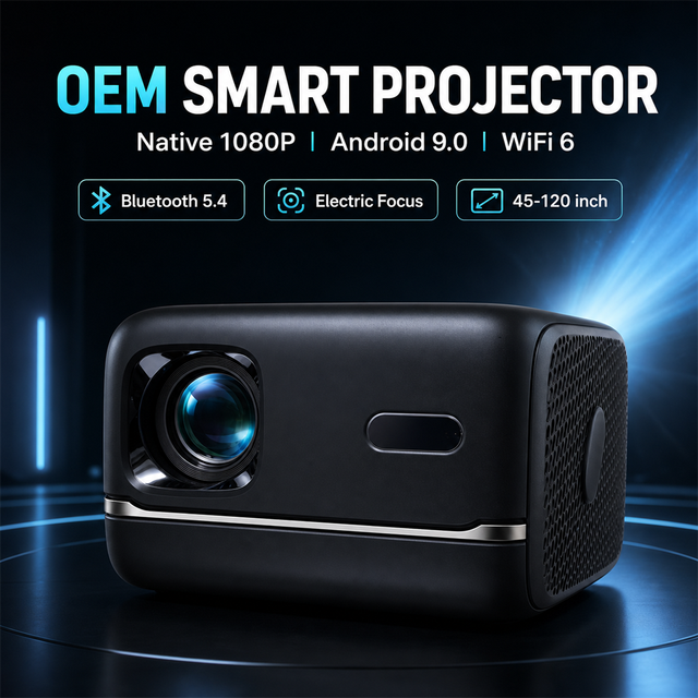Smart Android Projector Native 1080P Full HD LED Home Theater Projector WiFi 6 5.4 Electric Focus OEM ODM
