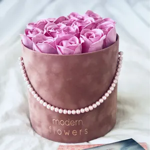 현대 디자인 벨벳 패션 디자인 종이 포장 상자 봉투 꽃 벨벳 꽃 상자 장미 꽃 상자