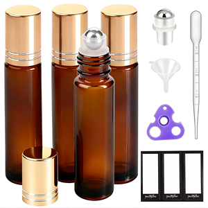 ขวดแก้วน้ำหอมแบบโรลออนทรงกลมสูง ขนาด 10 มล. 15 มล. แบบขายส่ง OEM รับทำโลโก้ตามสั่ง ขวดเปล่าแบบหรูหรา ขวดน้ำมันบำรุงรอบดวงตา พร้อมลูกกลิ้ง - Product Image 1