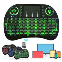 Keyboard nirkabel lampu latar 2.4GHz I8, Keyboard nirkabel Mini bantalan sentuh I8, Keyboard dengan lampu latar untuk Tv Android