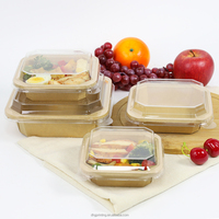 300/400/500/650/750/1000/1200ML papier Kraft restauration rapide à emporter octogonal Portable bol alimentaire boîte à déjeuner avec couvercle