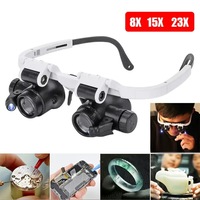 9892H-1 Small Mechanical Repair Engraving Repair Magnifying Glass with Dual LED Lights, Extendable High Magnification Eye Type