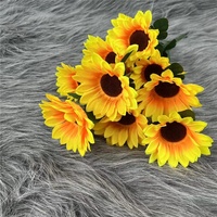 Vente en gros tournesol artificiel fleur de soie fait à la main pour mariage maison