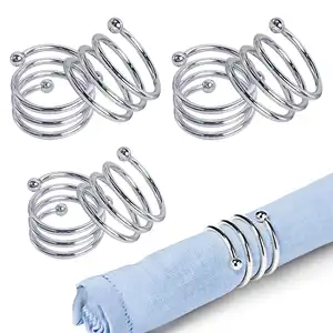 Wholesale Napkin Rings Silver Spiral Napkin Holders For Table Setting, Electroplating Napkin Rings For Dining Wedding Party