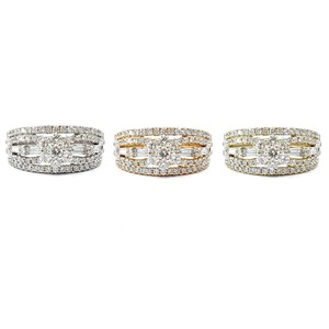 Bagues en or blanc 18 carats de haute qualité, personnalisées, avec grappe de diamants véritables, style classique, pour mariages et soirées, vente en gros directe d'usine chinoise - Product Image 4