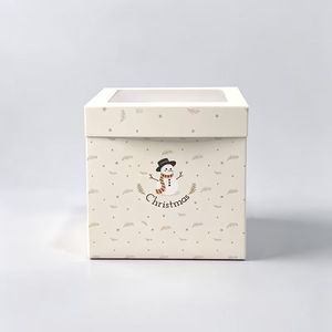 Merry Christmas Red Checkered Square Gift <b>Box</b> with Gold Foil Design Rigid Paperboard Packaging for Holiday Crafts - Product Image 6