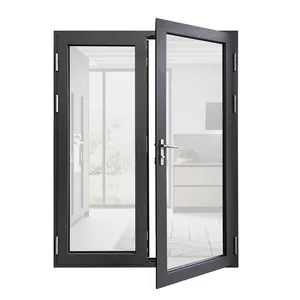 Gran oferta, puerta plegable personalizada, puerta plegable de doble vidrio, puerta de tienda plegable de aluminio, puerta exterior plegable para hotel