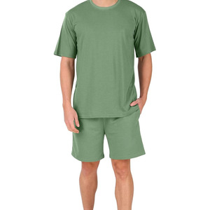 Men's Solid Green Cotton T-Shirt and Shorts <b>Set</b> O-Neck Short Sleeve Casual Summer Outfit High Quality Custom Men Summer <b>Twin</b> <b>Set</b> - Product Image 6