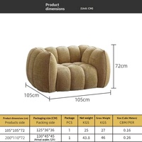 Fauteuil Bouclé Canneleé Tendance 2026 Jaune, Canapé Compact avec Coussin, Emballage Compressé Sous Vide pour la Maison