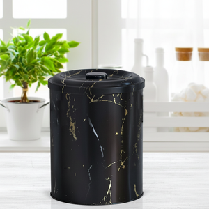 Marble <b>Black</b> 2.5L <b>Kitchen</b> Storage Metal <b>Bin</b> Ø140x180mm Metal Storage <b>Bin</b> - Product Image 3