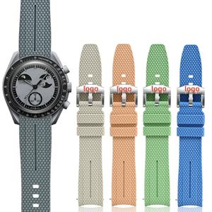 Correa de reloj de silicona con extremos curvos, <span class=keywords><strong>correas</strong></span> de reloj de repuesto deportivas de goma suave de 20mm <span class=keywords><strong>para</strong></span> <span class=keywords><strong>Moonswatch</strong></span> - Product Image 1