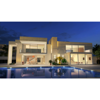 Maison modulaire préfabriquée de luxe en conteneur plat villa de construction rapide avec panneau sandwich en acier durable pour usage domestique