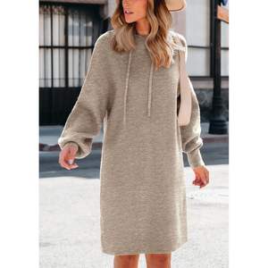 Robe pull décontractée pour femme, automne/hiver, manches longues, tricot épais, pull à capuche oversize, tuniques - Product Image 2