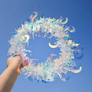<b>Heart</b> Shaped Plastic Wreath With Stars Wall <b>Hanging</b> Decoration For Holiday Ornaments And Birthday Gifts - Product Image 3