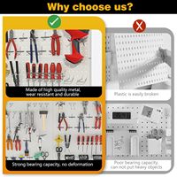 2 panneaux muraux en fer perforés avec roulettes, panneaux à grilles perforées 48x12 pouces pour le rangement d'outils de garage