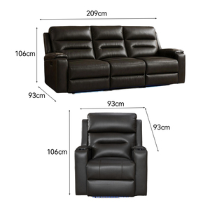 Sofá Moderno Multifuncional de Diseño, Sofá <span class=keywords><strong>Reclinable</strong></span> Eléctrico de Cuero PU, Sofá de <span class=keywords><strong>3</strong></span> <span class=keywords><strong>Plazas</strong></span> para Sala de Estar con Consola Central y Luces LED. - Product Image 5