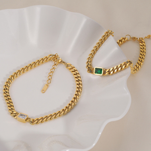 Pulsera de Acero Inoxidable con Cierre de Candado y Cristales, Chapada en Oro de 18k, Resistente al Agua y al Deslustre, Joyería de Moda 2022 - Product Image 5
