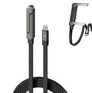 Cable Cargador <span class=keywords><strong>2</strong></span> en 1 con Soporte Invisible para Teléfono, Nuevo Diseño 2026, Cable de Carga Rápida Trenzado de 240W con Cable USB Integrado para Juegos - Product Image 1