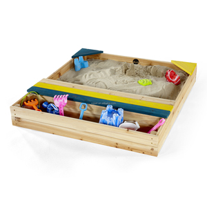 Square sandpit with storage for Kids Outdoor Wooden Sandbox with Cover Foldable Bench Seats for Backyard,Lawn and garden